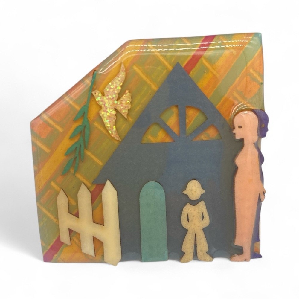Lucinda Domestic Violence Pin / Brooch Colorful Abstract Lacquer Coated Art
